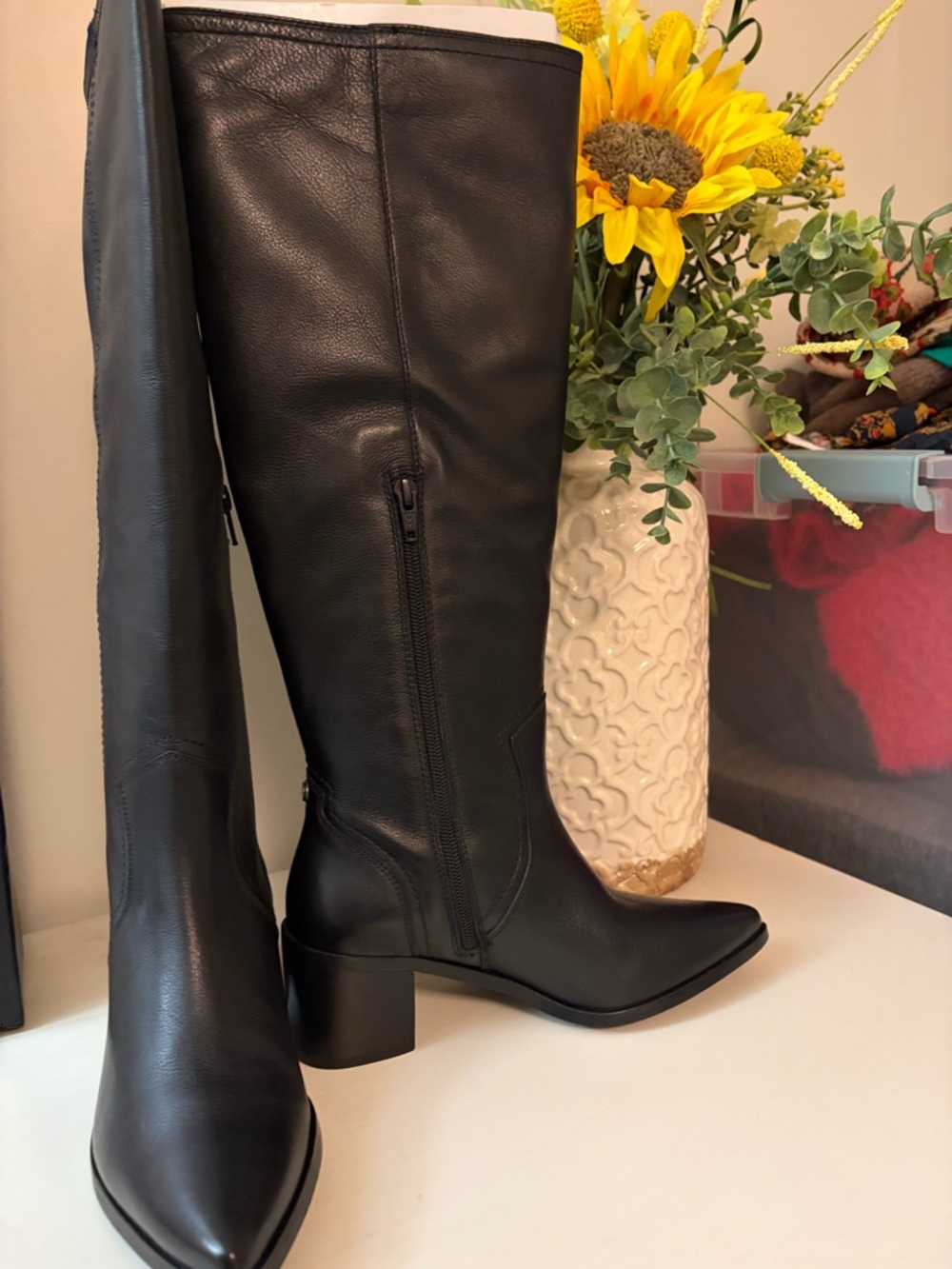 NIB FRYE Sadie Softly Tall Black Leather Boots Size 6.5M - Picture 7 of 12